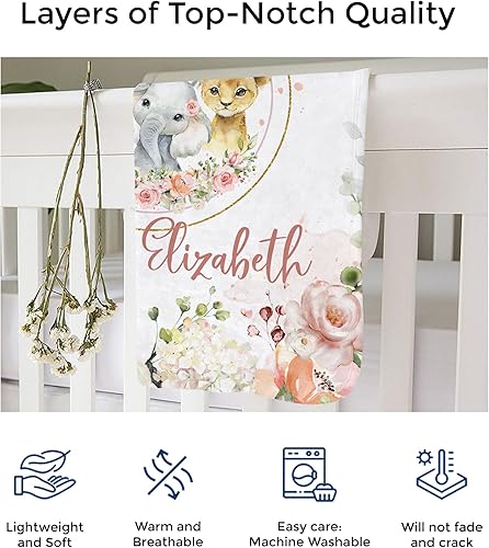 Miniatura 54 de Mantas de bebé personalizadas – Regalos personalizados para bebé con nombre para niñas – Suave, ligera y para regalar (mariposa 155) Mariposa