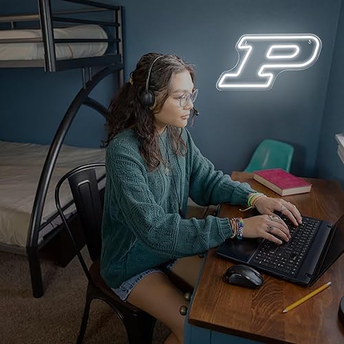 Miniatura 5 de Letrero LED de neón universitario para dormitorio, letra P de neón para cueva de hombre, decoración de dormitorio para estudiantes universitarios,