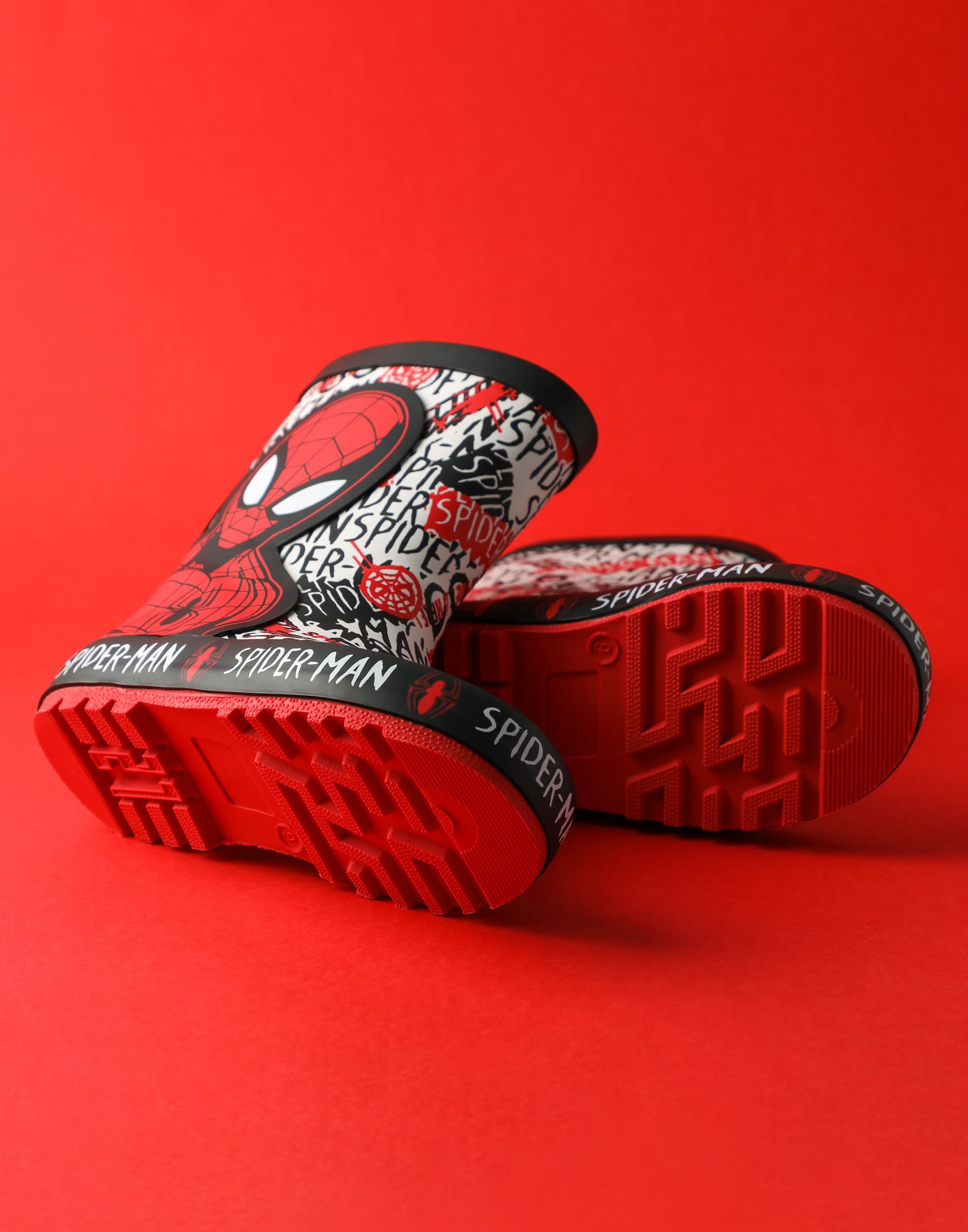 Marvel Spiderman chłopięce czerwone kalosze | Character Spiderman dziecięce buty komiksy superbohaterowie kalosze dla dzieci, wodoodporne kalosze, dla chłopców, outdoorowe, pomysł na prezent Spiderman
