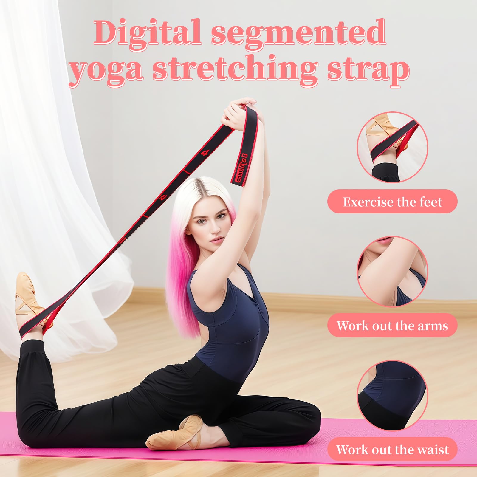 Elastyczna taśma napinająca do ćwiczeń ciągnąca lina rozciągliwa 8 segmentów pilates rozciąganie kobiecy sprzęt treningowy elastyczny taniec latynoski rozciąganie