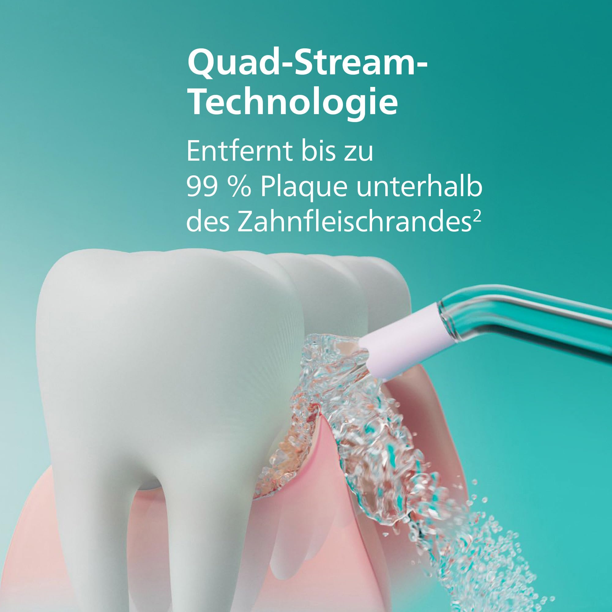 Philips Sonicare kabelloser Power Flosser 3000 Munddusche; Wasser-Flosser für Zähne, Zahnfleisch und Zahnpflege, weiß (Modell HX3826/31)
