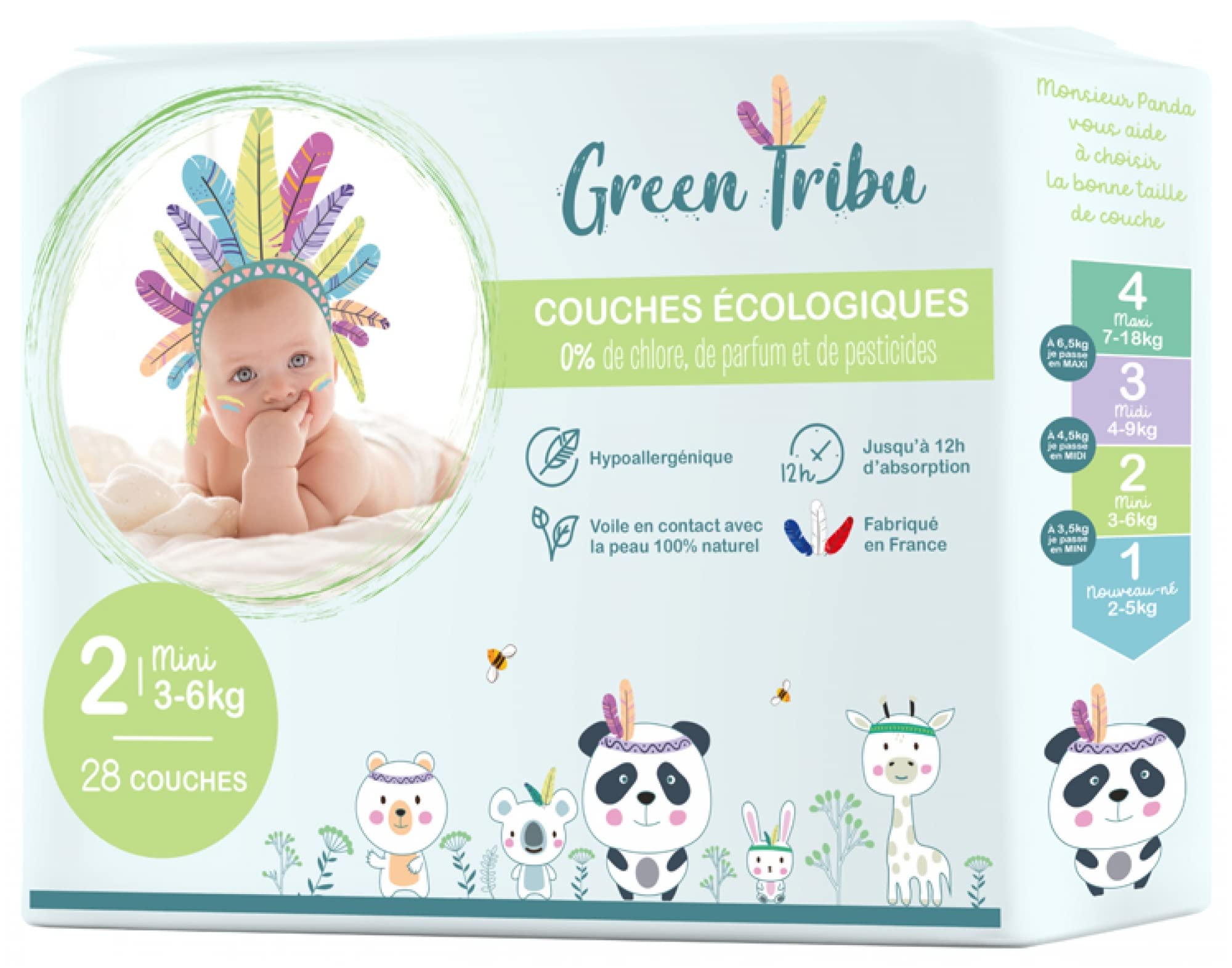 Green Tribu Pannolini Ecologici 30 Pannolini Taglia 2 (3-6 Kg)-image