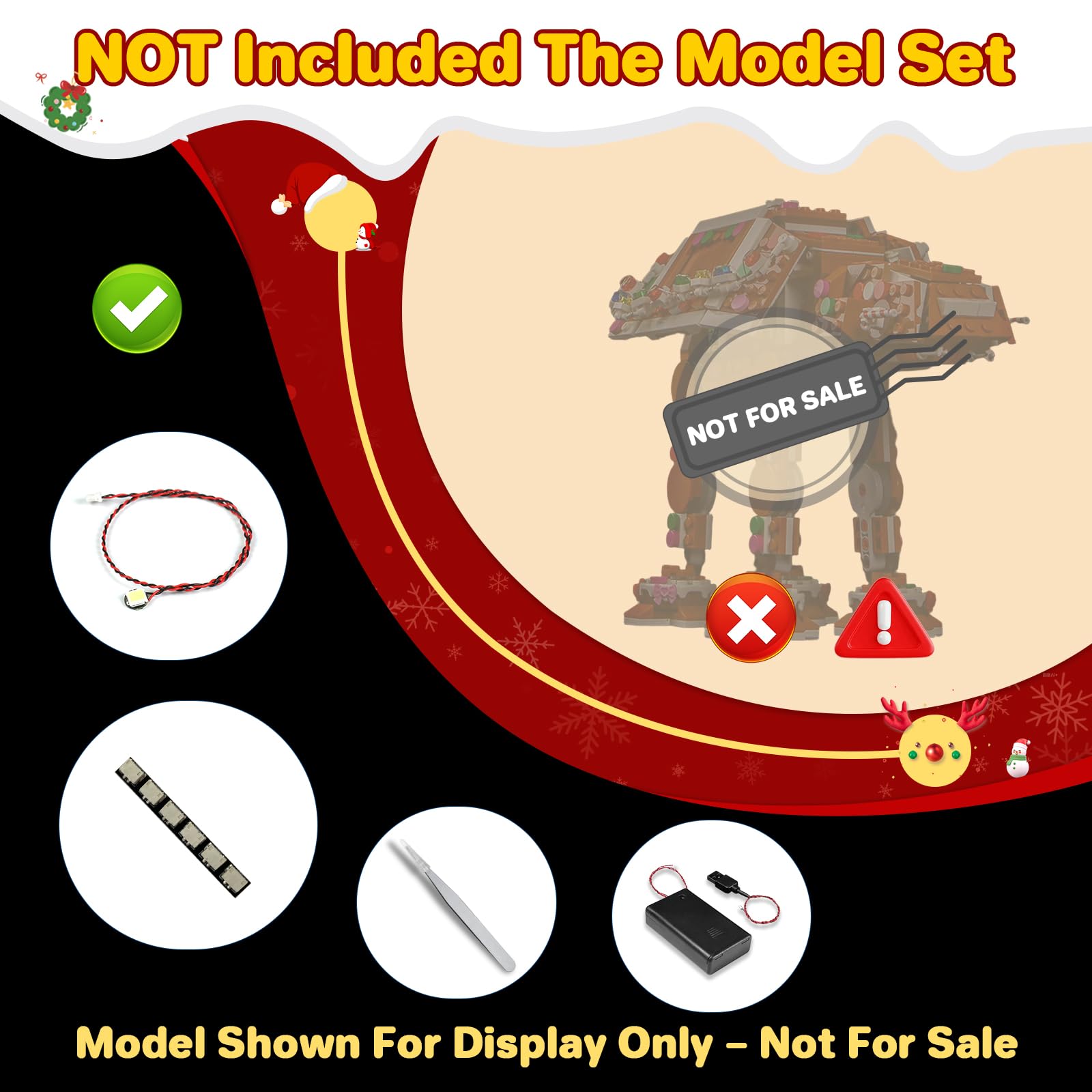 LocoLee Customized Led Light Set Compatible with Lego 40806 Gingerbread AT-AT Walker Led Decoration Lighting Kit Compatible with Lego 40806 Building Blocks Model,Only Lights Set,No Model - Image 2