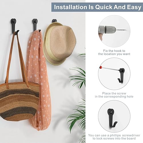 Miniatura 6 de ZAYBOD 15 ganchos de pared de hierro para colgar abrigos, ganchos para colgar resistentes, ganchos de pared para colgar, ganchos de pared para