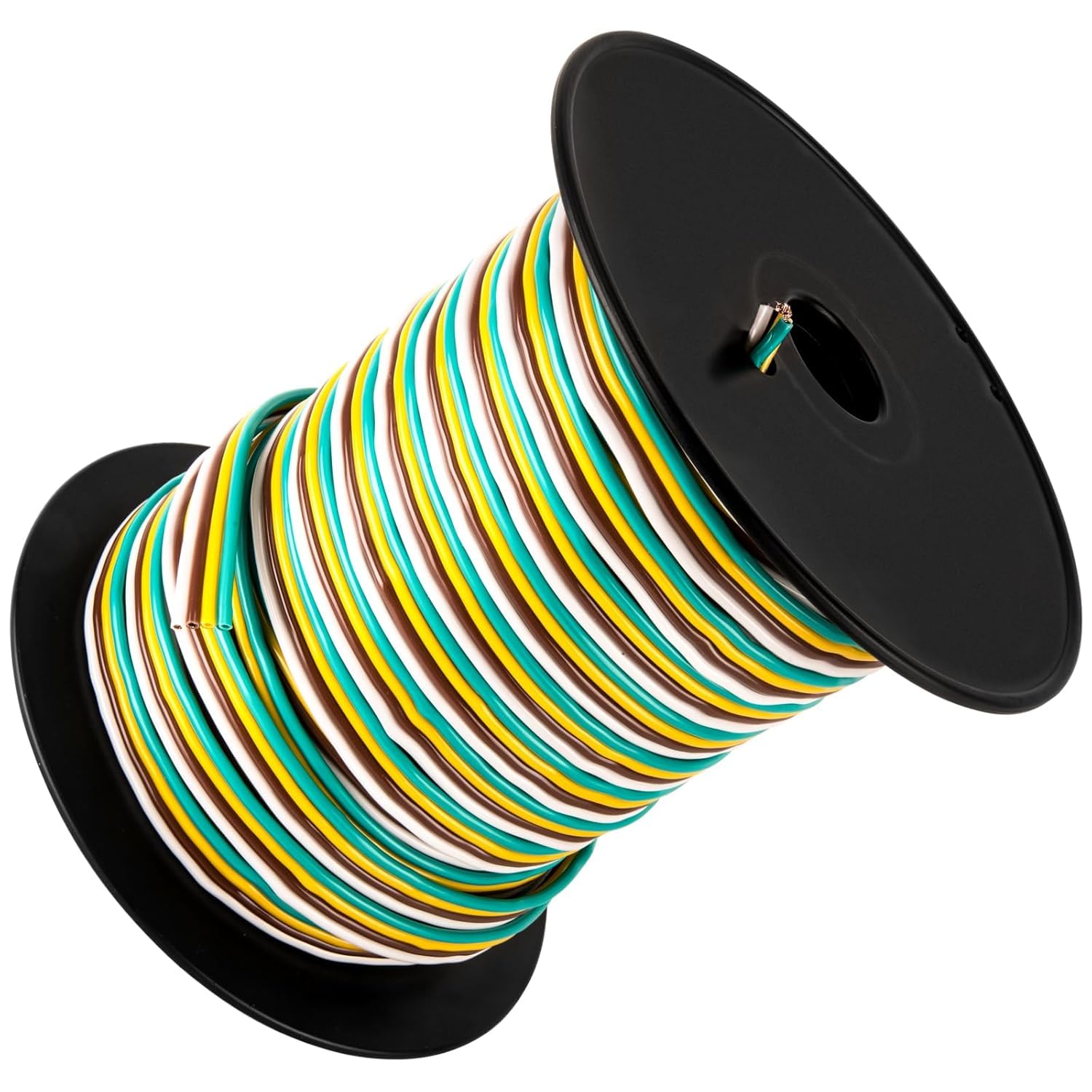 Carrete de cableado para remolque de barco de 100 pies, cable de luz de remolque CCA para todos los remolques de cableado básicos (4 vías, calibre 100 pies-14)
