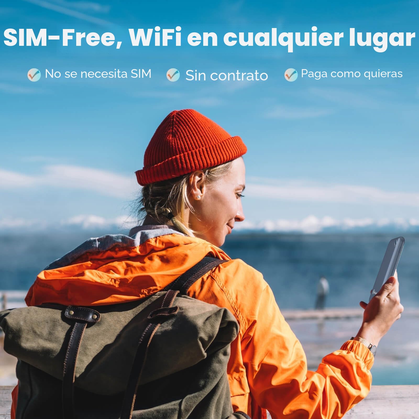 GlocalMe UPP WiFi portátil 4G LTE, Router WiFi portatil de Bolsillo con 1GB de Datos globales, No SIM, Disponible en más de 200 países, Solo 112g, 13h de Uso con Internet portátil (Azul)