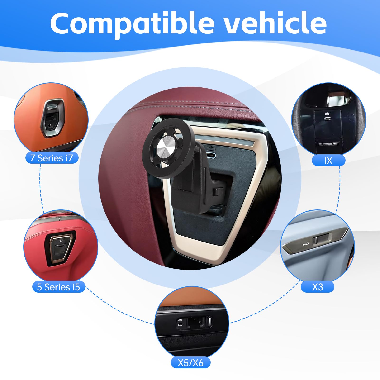 Soporte para tablet de coche para BMW X3 X5 X6 I20 G05 G06 G45 G60 G61 G70 Mag-Safe soporte de coche soporte magnético para coche, accesorios de viaje (magnético)