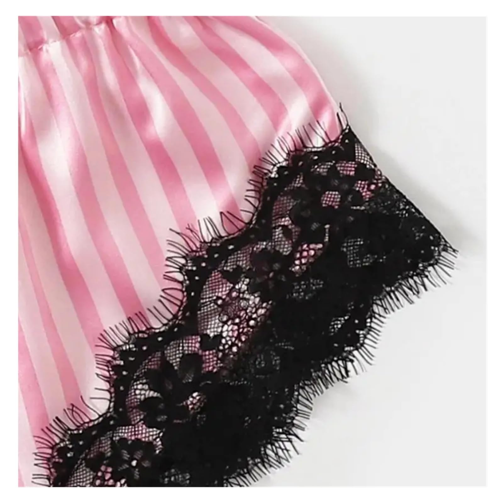 Generico Conjunto de satén Seda y Encaje con Estampado Pijama for Mujer Pijamas cómodos for Estar en casa