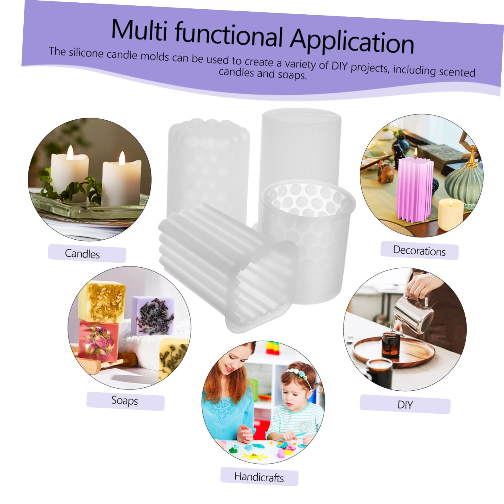 Uonlytech 3 Series Molde De Vela Fabricación De Velas Moldes Para Velas Votivo Perfumado Forma Molde De Silicona Para Velas Molde De Silicona De Escritorio Gel De Sílice 4 Piezas X 3