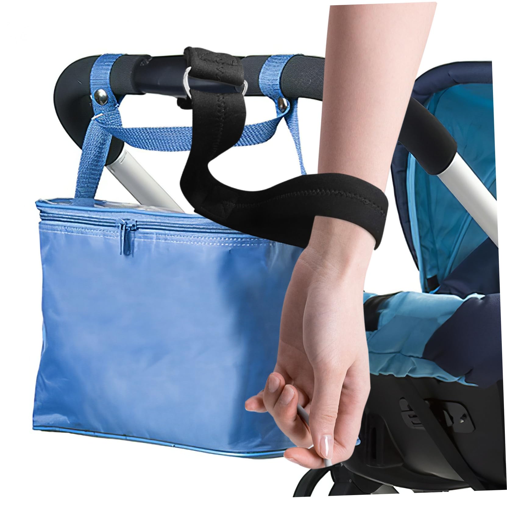 Bracciale Nero di Sicurezza Antiscivolo per Passeggino e Carrello | Fascia in Neoprene, Cinturino da Polso per Uso su Passeggino e Carrello, Supporto Pratico