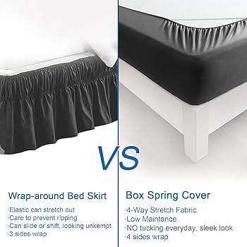 PiccoCasa Box Spring Cover Stretchy Fabric Wrap Around 4 Sides Bed Skirt Wrinkle Free For Home, Elastic Mattress Cover Fits Mattress Up To 14 King Cadet Grey