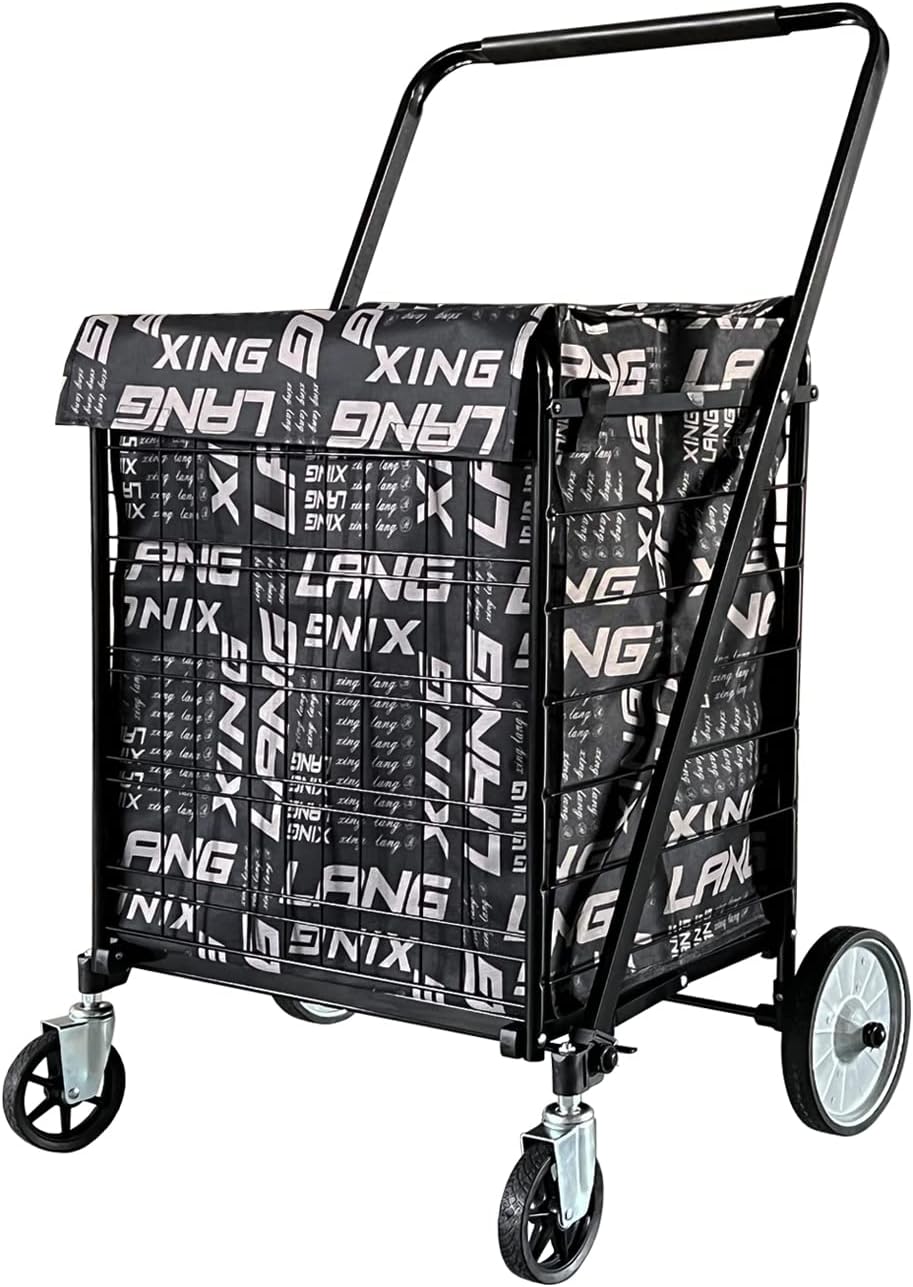 XINGLANG Folding Shopping Cart, Collapsible and Heavy Duty