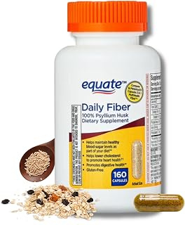 Equate Daily Fiber - Psyllium Husk Capsules 160ct (Pack of 1) - Supplement for Regularity & Digestive Support