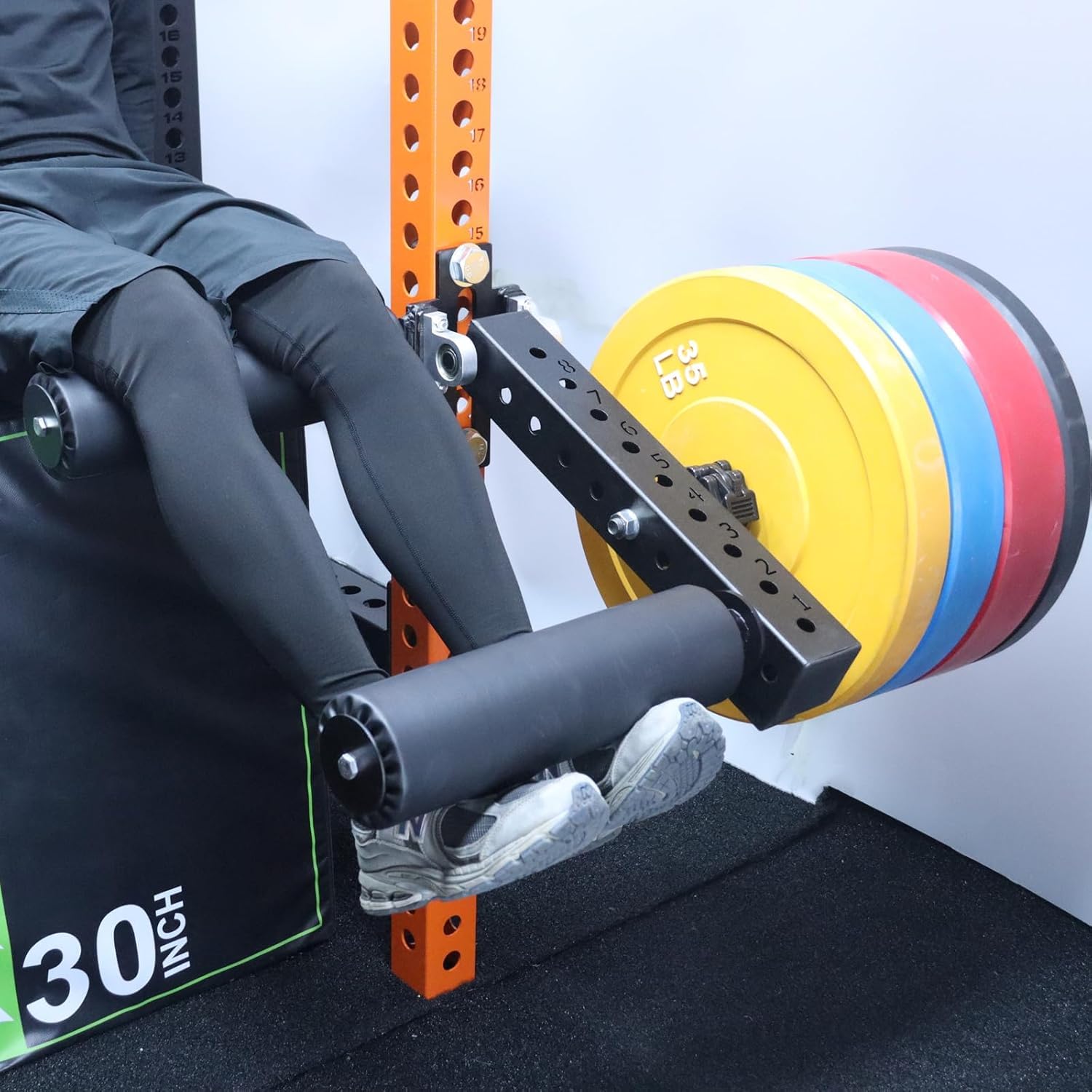 AHTAPFON Macchina di estensione per arricciare le gambe, attacco regolabile per estensione delle gambe sedute, adatta per dischi di peso caricabili con apertura da 18 m/26 mm, carico massimo 79,4 kg