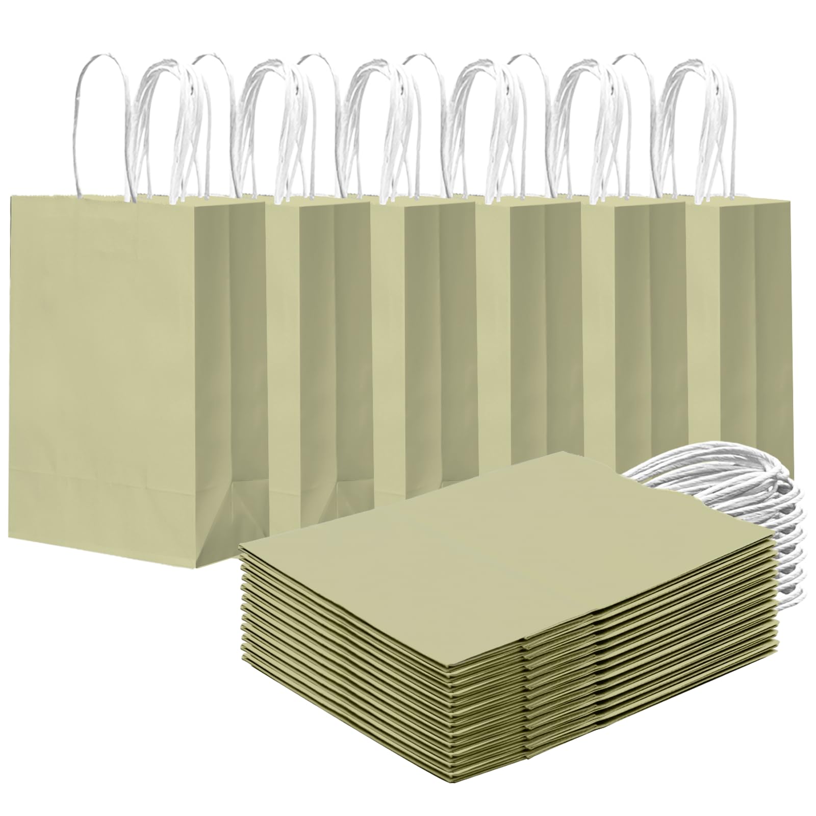 Gcardist 24PCS Small Gift Bag with Handles Bulk 8.3"x6"x3" Gift Bags Eggshell Green Bags Multiple Uses (15x8x21cm,Small Size)