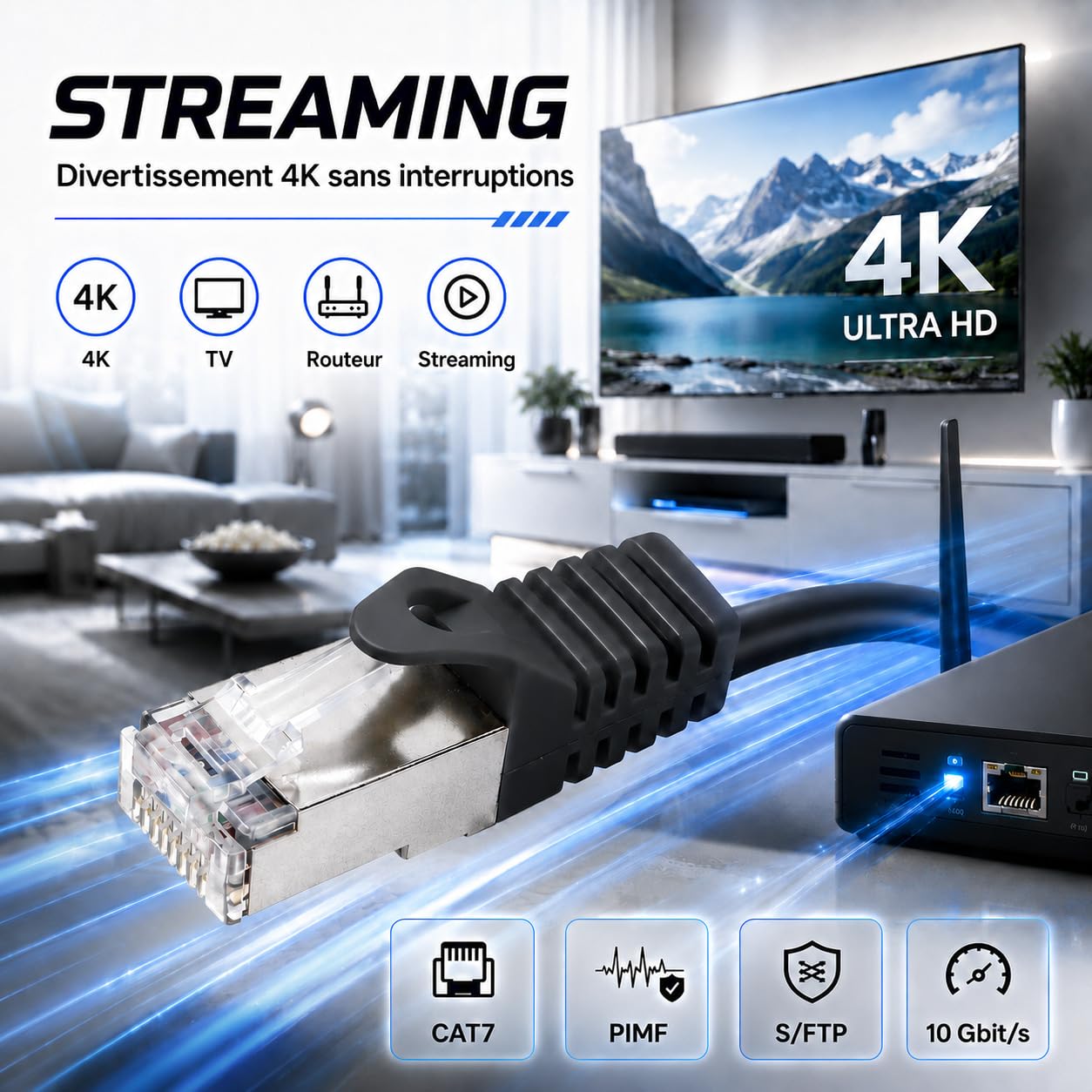 1aTTack.de Cat7 S/FTP PIMF LSZH Lot de 20 câbles réseau Ethernet LAN RJ45 rétrocompatible Cat6a Cat6 Cat5e 10 Gbit/s sans halogène 1 m Gris