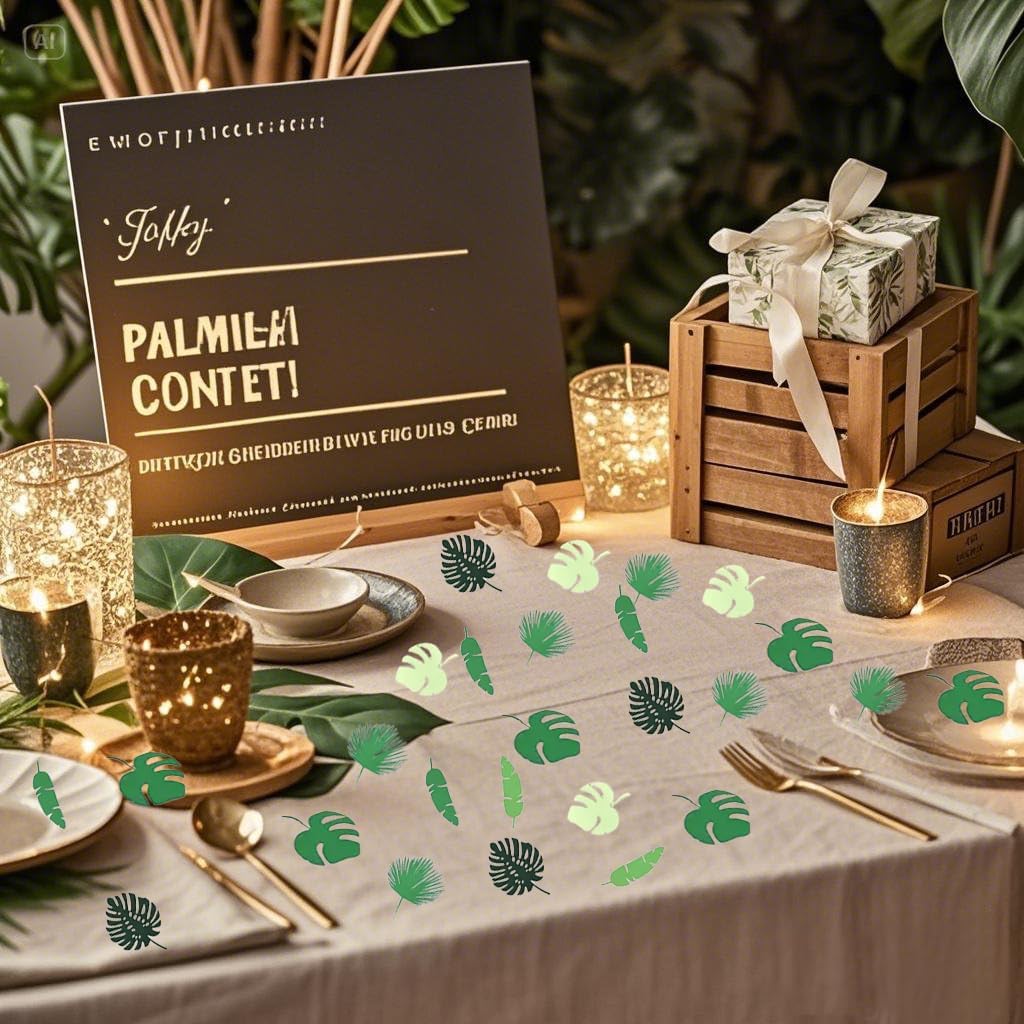 Tropical Palm Leaf Confetti Table confetti Green Leaf Confetti to light up your dining table, cards, scrapbooks, invitations, DIY crafts, gift bags, gift baskets