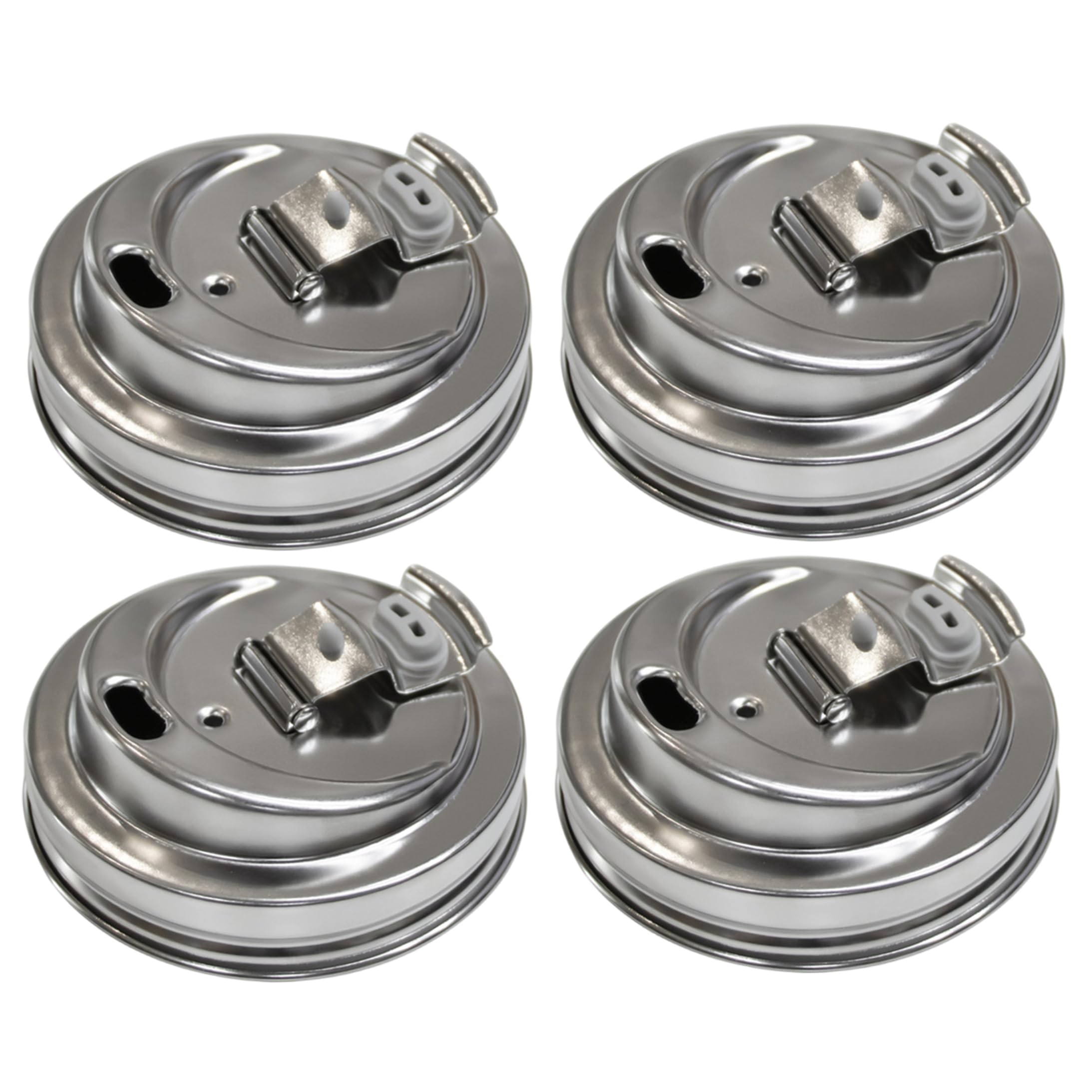 Xdyyjrasa Mason Jar Lids - 4pcs Leak-Proof Reusable Stainless Steel Lids with Silicone Seal for Wide Mouth Jars, Silver 86mm