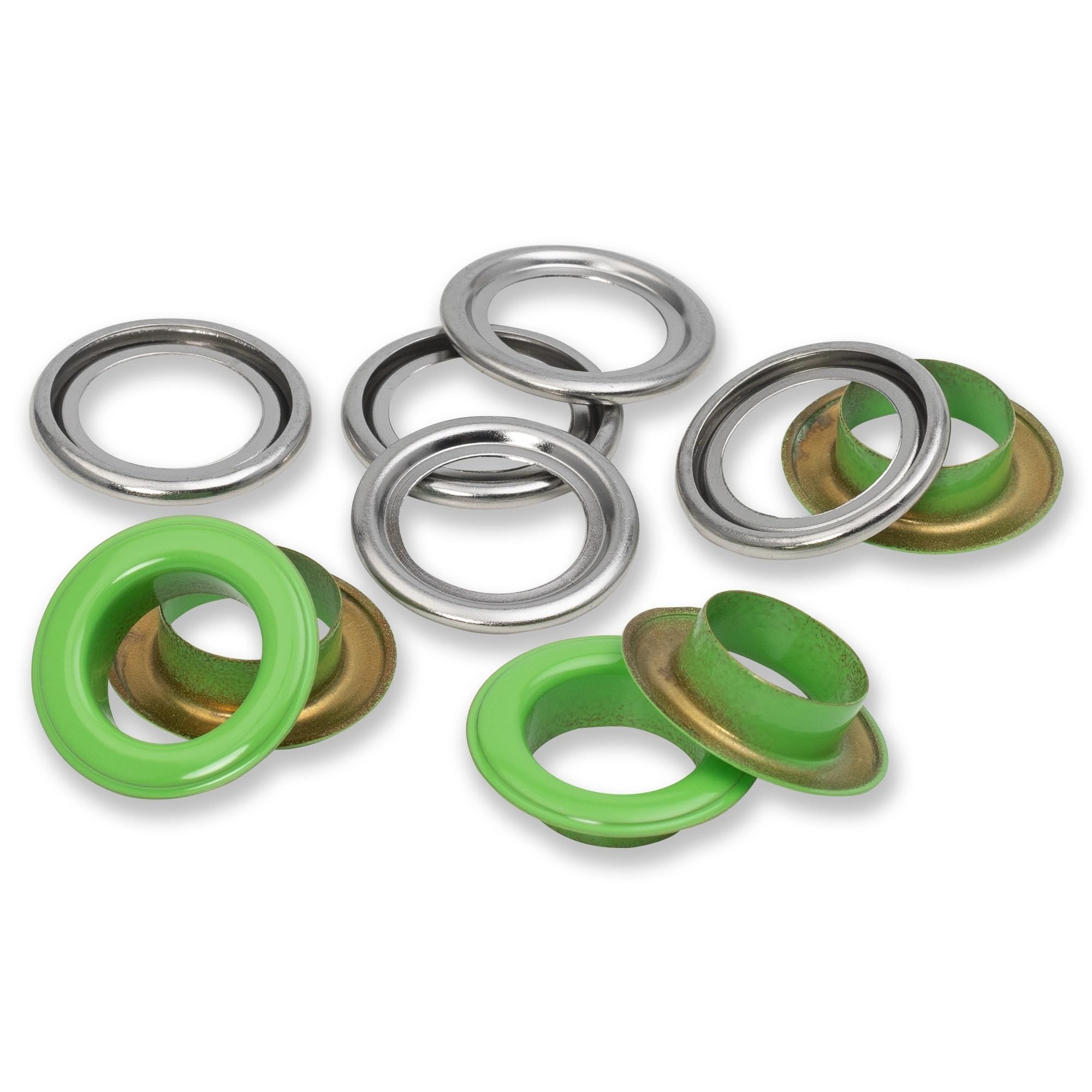 Prym Light Green 542542 Eyelets With Washers, 11 Mm, Red/Silver, Can Be Used With The Vario Creative Tool, Ø 14 Mm