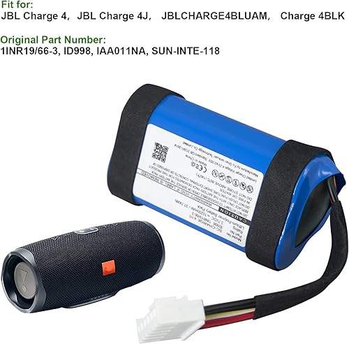 Miniatura 3 de Reemplazo de batería de 10200 mAh para JBL Charge 4 para JBLCHARGE4BLUAM Charge 4BLK ID998 1INR19/66-3 SUN-INTE-118 IAA011NA IY1068 4J