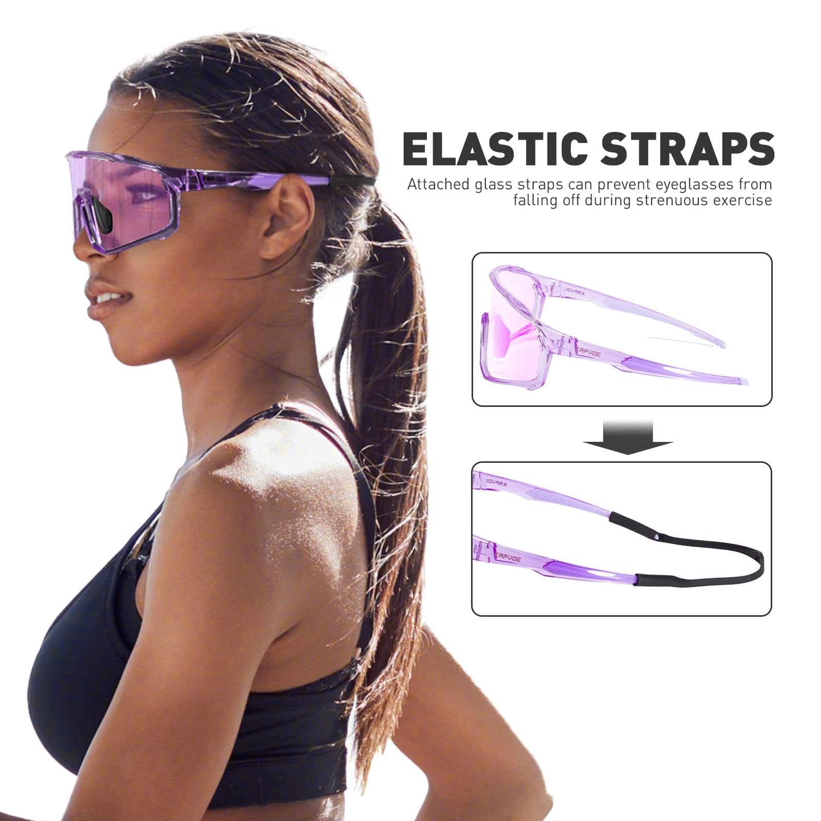 KAPVOE Gafas de Ciclismo Fotocromáticas Bicicleta Montaña Transparentes MTB Hombre Mujer Gafas de Sol Deportivas Running - K93