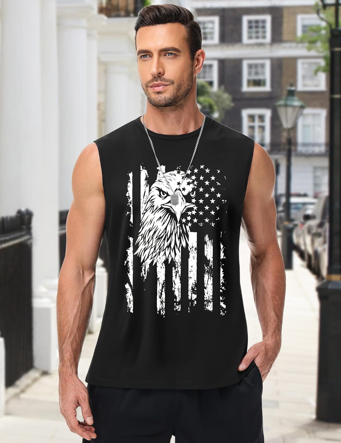 4th of July Shirts for Men Muscle Tank Tops Sleeveless Graphic American Flag Beach Hawaiian T-Shirts M-3XL - Image 3