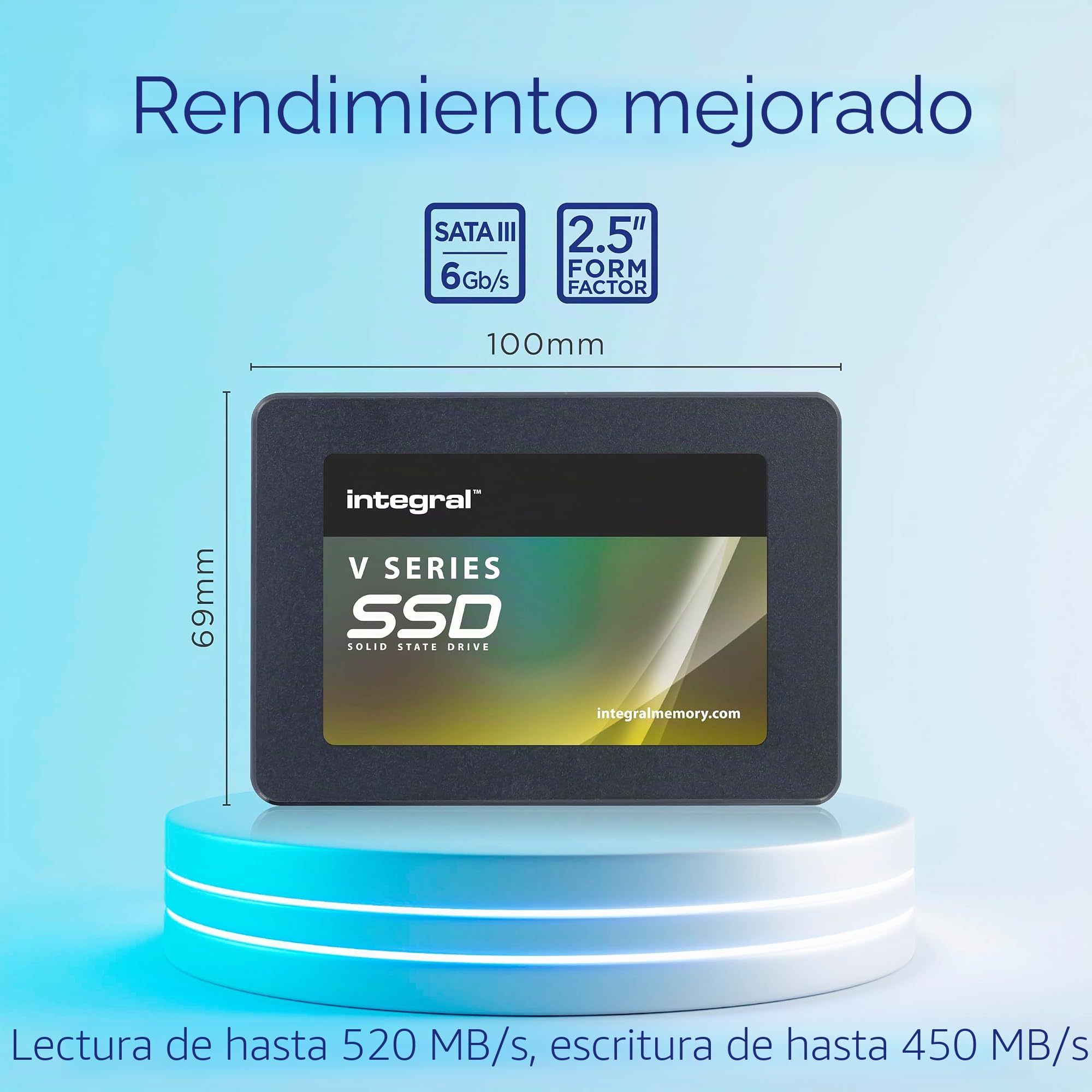Integral V Series S Unidad de Estado sólido Interna SATA 3 de 2,5" - 240 GB - Velocidades de Lectura de hasta 520 MB/s y Escritura de 450 MB/s. para computadora portátil, computadora de Escritorio/PC