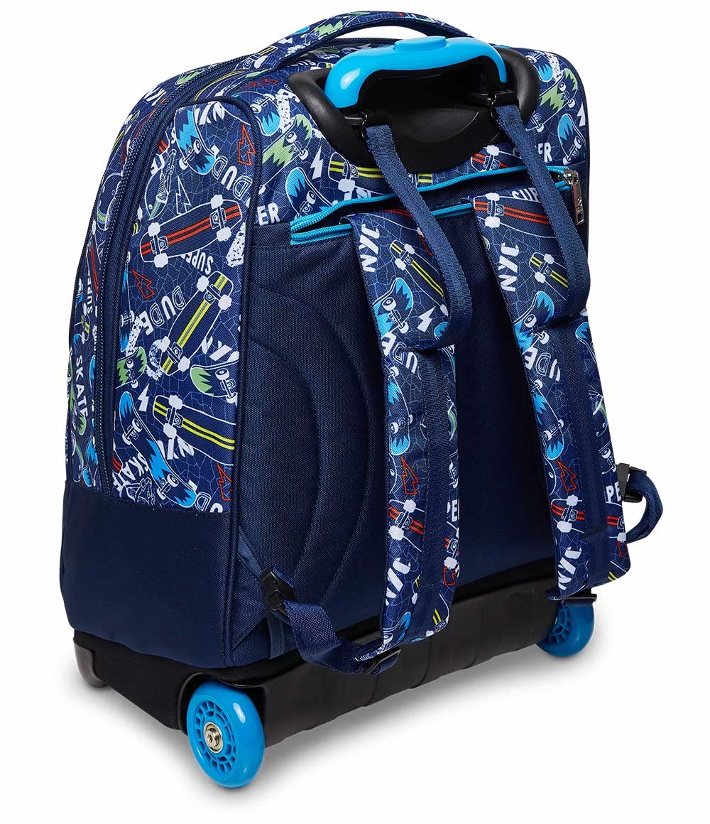 SJ GANG STYLE JAM GANG Big Trolley, Blu, 2 in 1, Doppio Uso, Con Spallacci Uso Zaino, con Crossover System, Zaino Scuola, Per bambini e ragazzi, Scuola, Tempo libero e viaggi
