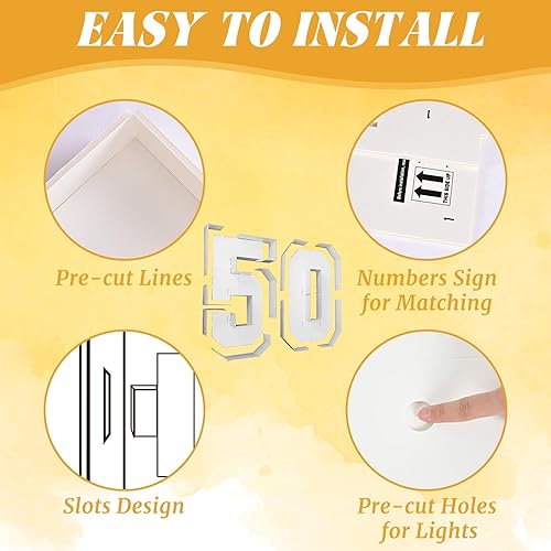 Miniatura 9 de Marco de números 40 de marquesina iluminados de 40 pies para fiesta de cumpleaños de 40 años, cartón grande con bombillas precortadas, kit gigante