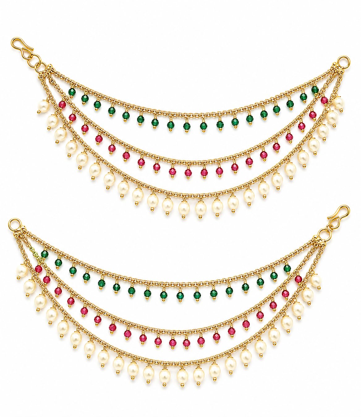 Indian Traditional Bewitching 18k Gold Plated Brass with Bahubali Inspired Multi Layer Ball Chain Long Earring Jewellery for Women & Girls-image-9