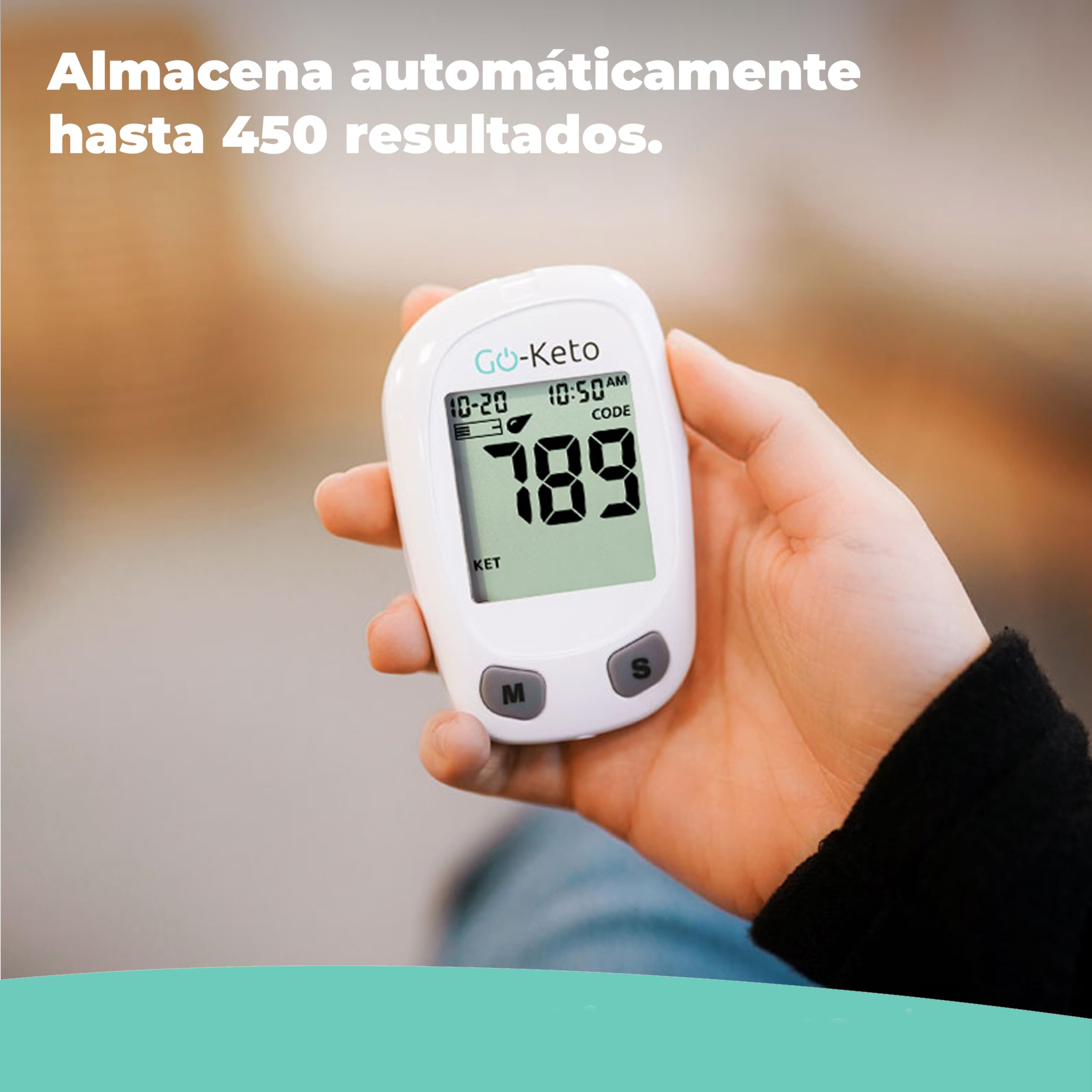 Medidor de cetonas Go-Keto (mg/dl) – Medidor de cetonas con 10 tiras reactivas – Mide fácilmente la cetosis para la dieta cetogénica