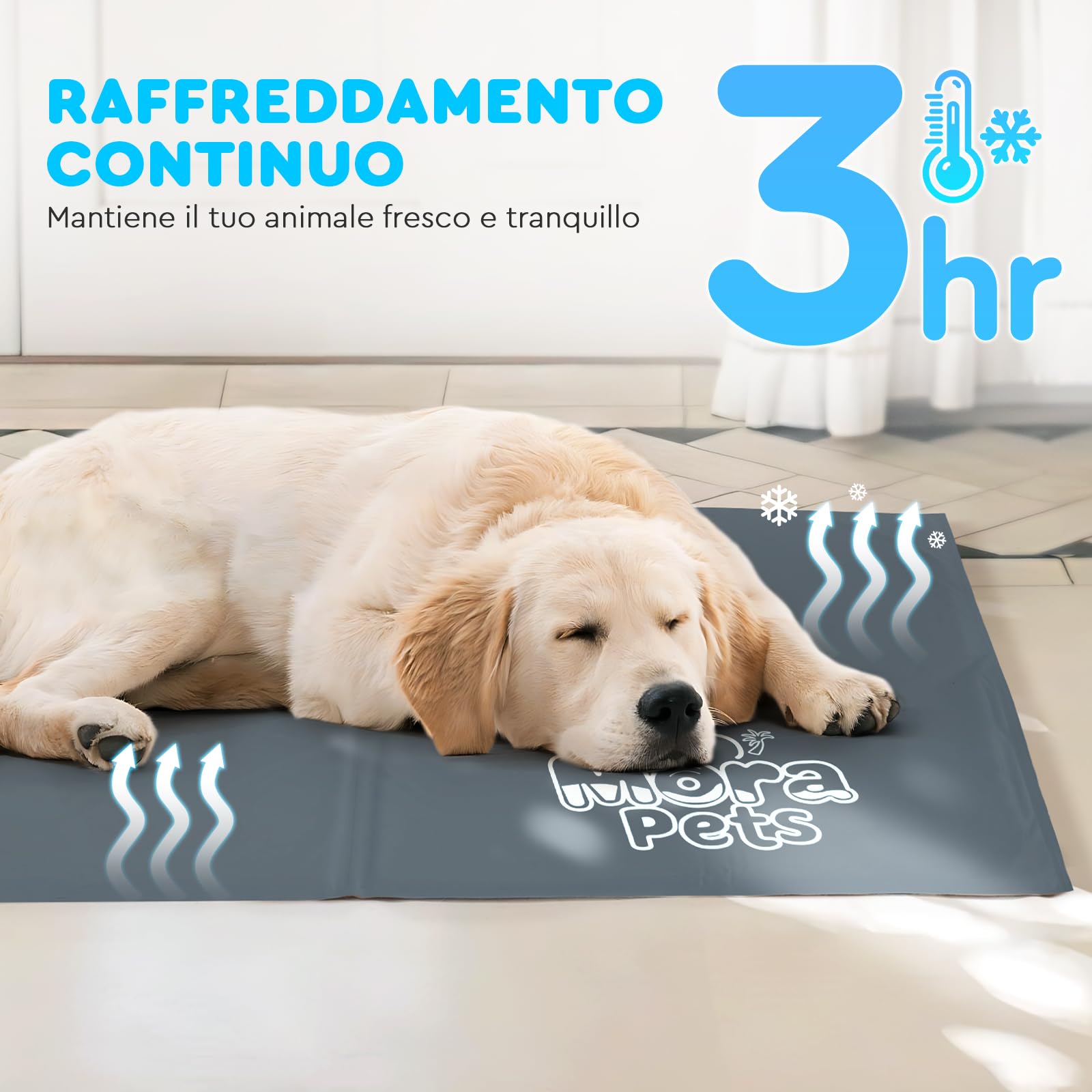 Mora Pets Tappetino Refrigerante per Cani e Gatti Tappeto Rinfrescante in Gel Non Tossico Materassino Raffreddamento per Animali in Estate Grigio S 50 x 40 cm