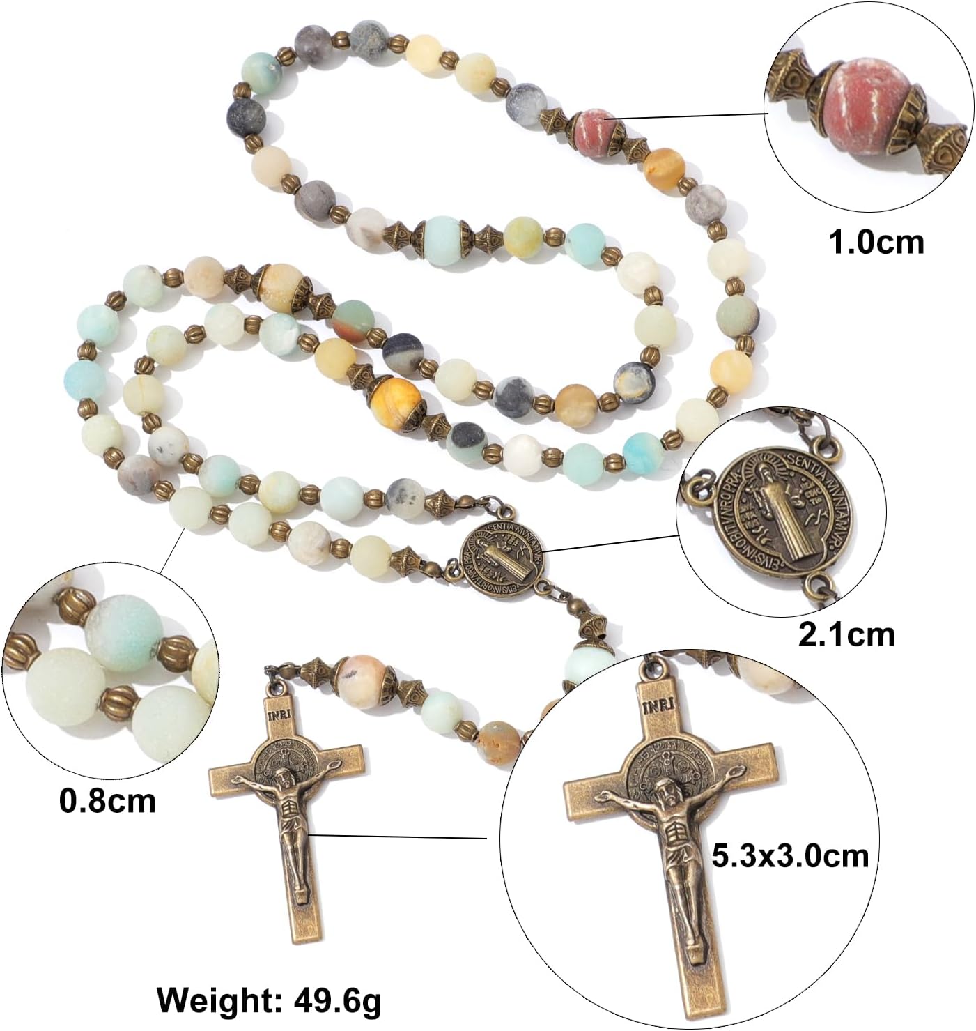 KOMI Catholic Rosary Beads for Women - Holy Prayer Necklace With Crucifix Cross - Communion Rosary Catholic Gifts - Image 4