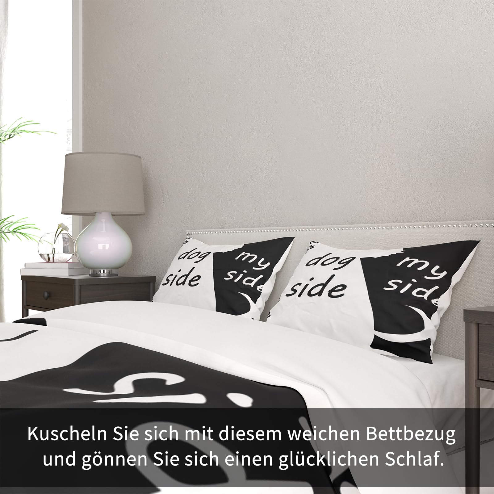 Set di 3 copripiumini con lato del cane e il mio lato 220x240cm, in morbida microfibra, per adulti, decorazione della camera da letto (King（220x240cm）, A)