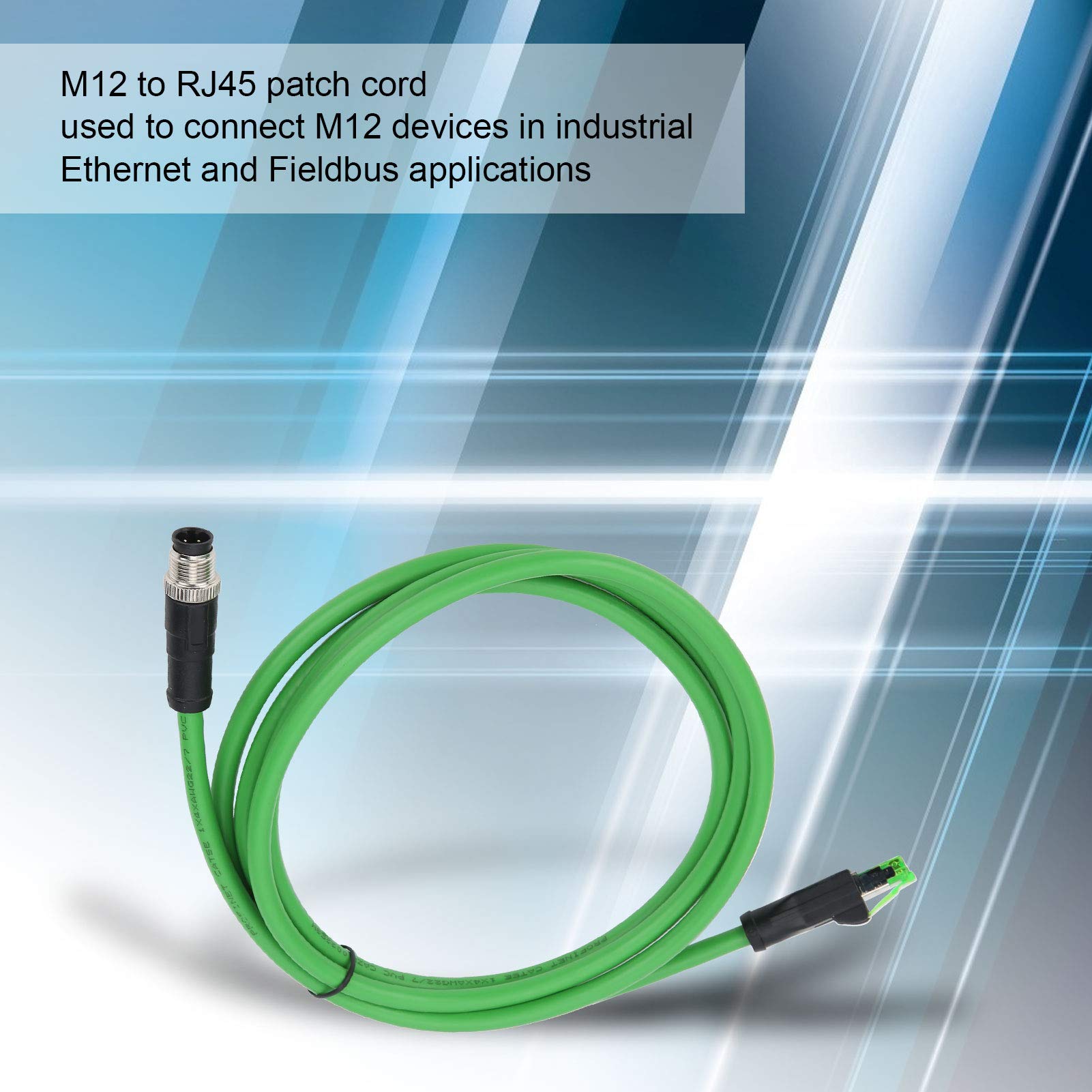 Jenngaoo Cavo Ethernet, cavo patch da M12 a RJ45 Cavo di rete a 4 pin per applicazioni Ethernet industriali Cavo schermato IP67 Impermeabile (3m/9,8 piedi)