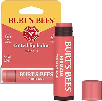 Lip Tint Balm, Long Lasting 2 in 1 Duo Tinted Balm Formula, Color Infused with Hydrating Shea Butter for a Natural Looking Buildable Finish, Hibiscus, 1 Tube