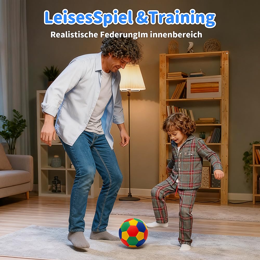 Indoor-Fußball-Trainingsball für Zuhause House, Softball Fußball Größe 4, Softball Kinder Curve Ball mit Pumpe, Netz, Nadeln, IndoorFußball für Jugendliche, Geschenk für Kinder Training Indoor