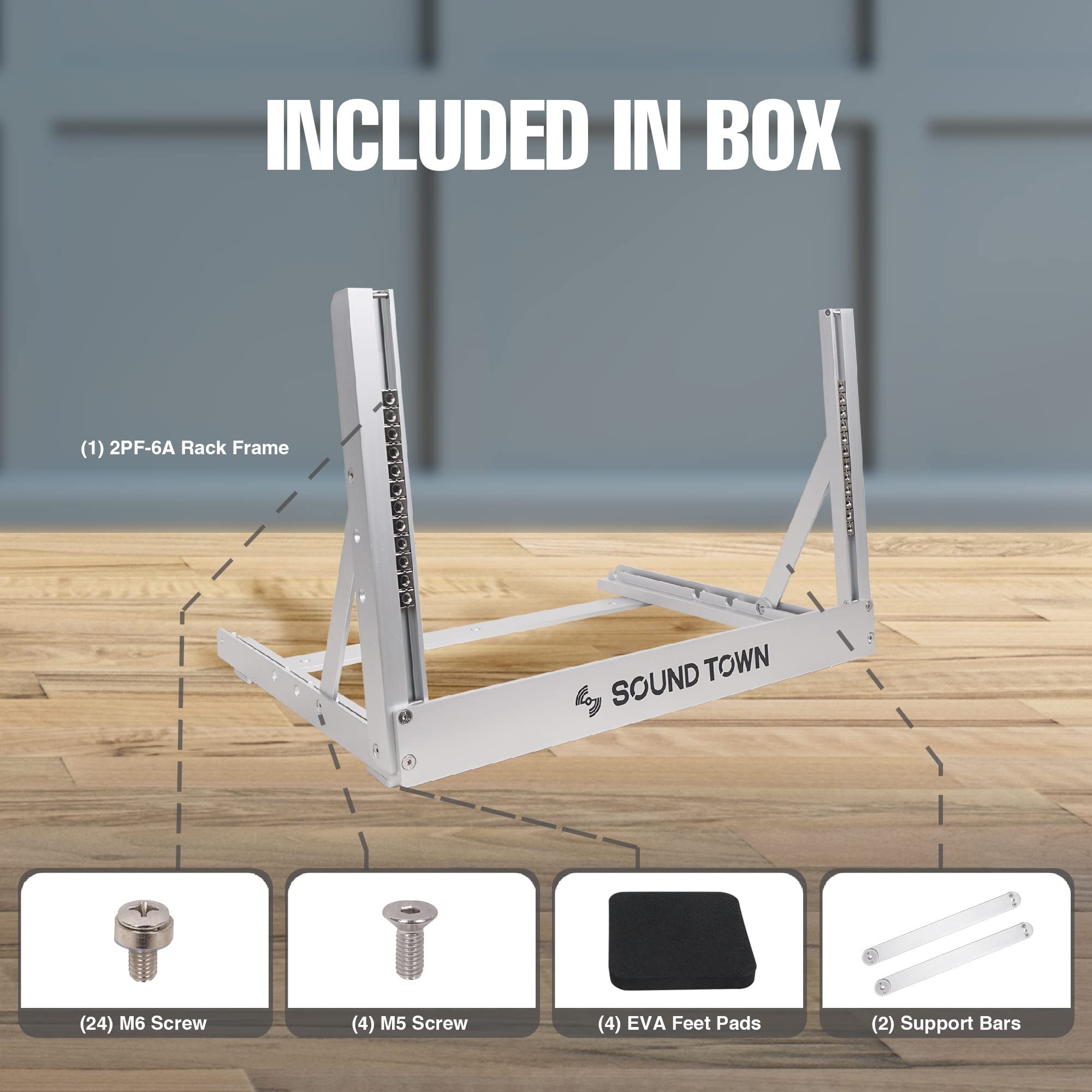 Snapklik.com : Sound Town 6U Aluminum 2-Post Desktop Open-Frame Rack ...