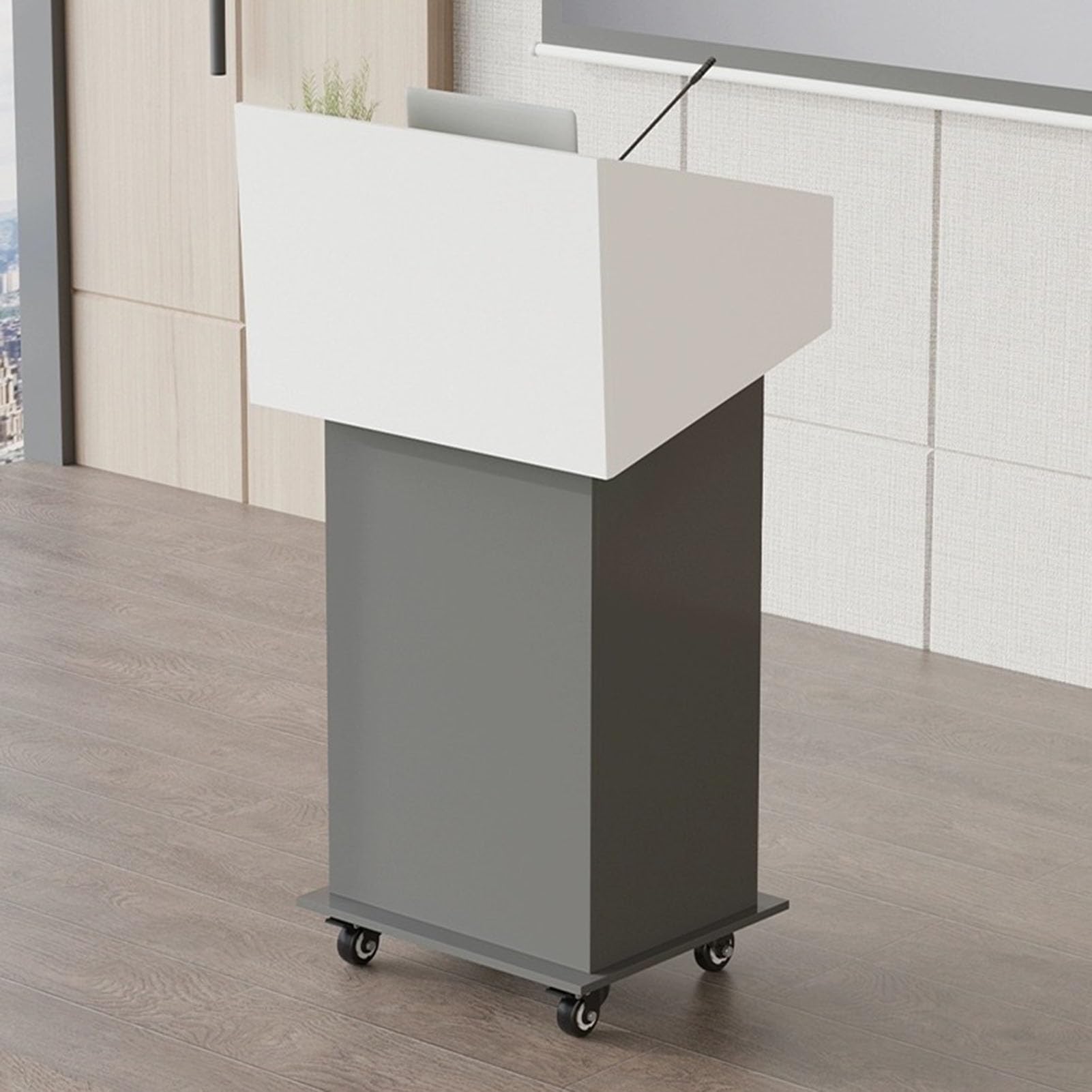 DUANHOZ Professional Wooden Podium Stand for Church, Classroom, Lecture, and Presentation, Portable and Modern Design for Various Events