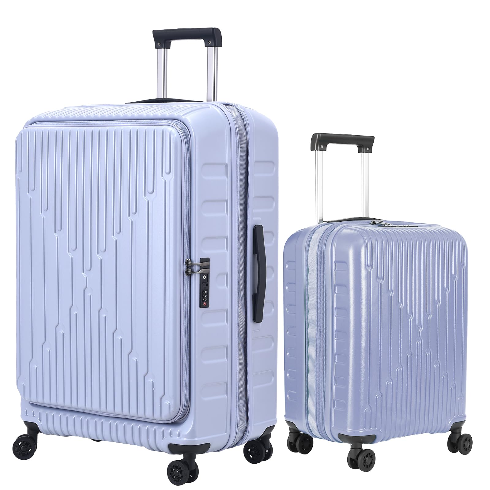 Kaleenie 2 Pieces 20/29 Luggage Sets, 20 Inch Cabin Luggage with Front Pocket & 29 Inch Side Opening Suitcase, Ligthweight ABS+PC Hardshell, TSA Lock