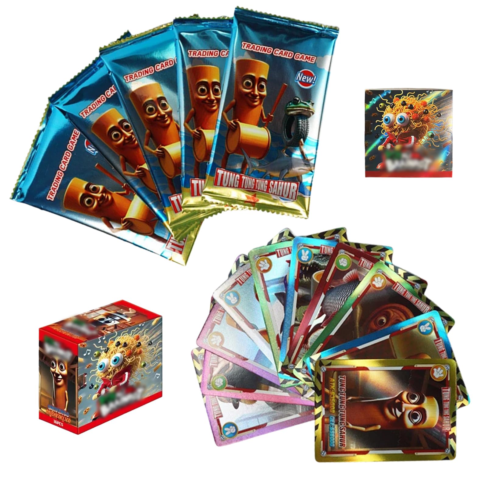 36 Packs 180 PCS Italian Brainrot Cards, Thick Frosted HD Gold Cards, Colorful Italian Brainrot Cards, Collectible Trading Cards, Fun Blind Box Card Game for Collection Social Gathering All People