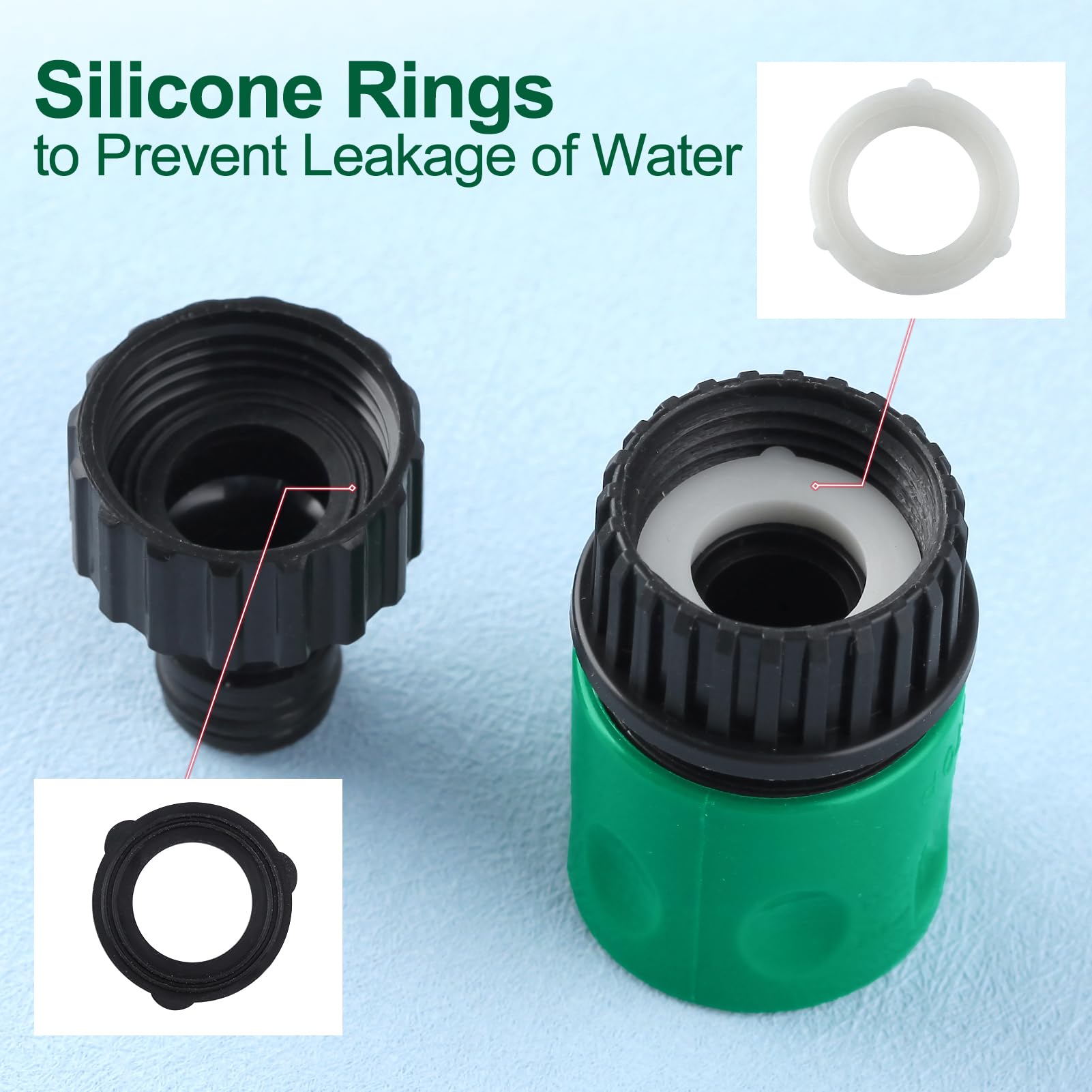 GOLD DEER 16-Piece Garden Hose Quick Connector Set, 3/4 Inch Plastic, Green, Quick Connect, Hose Connector - Image 3