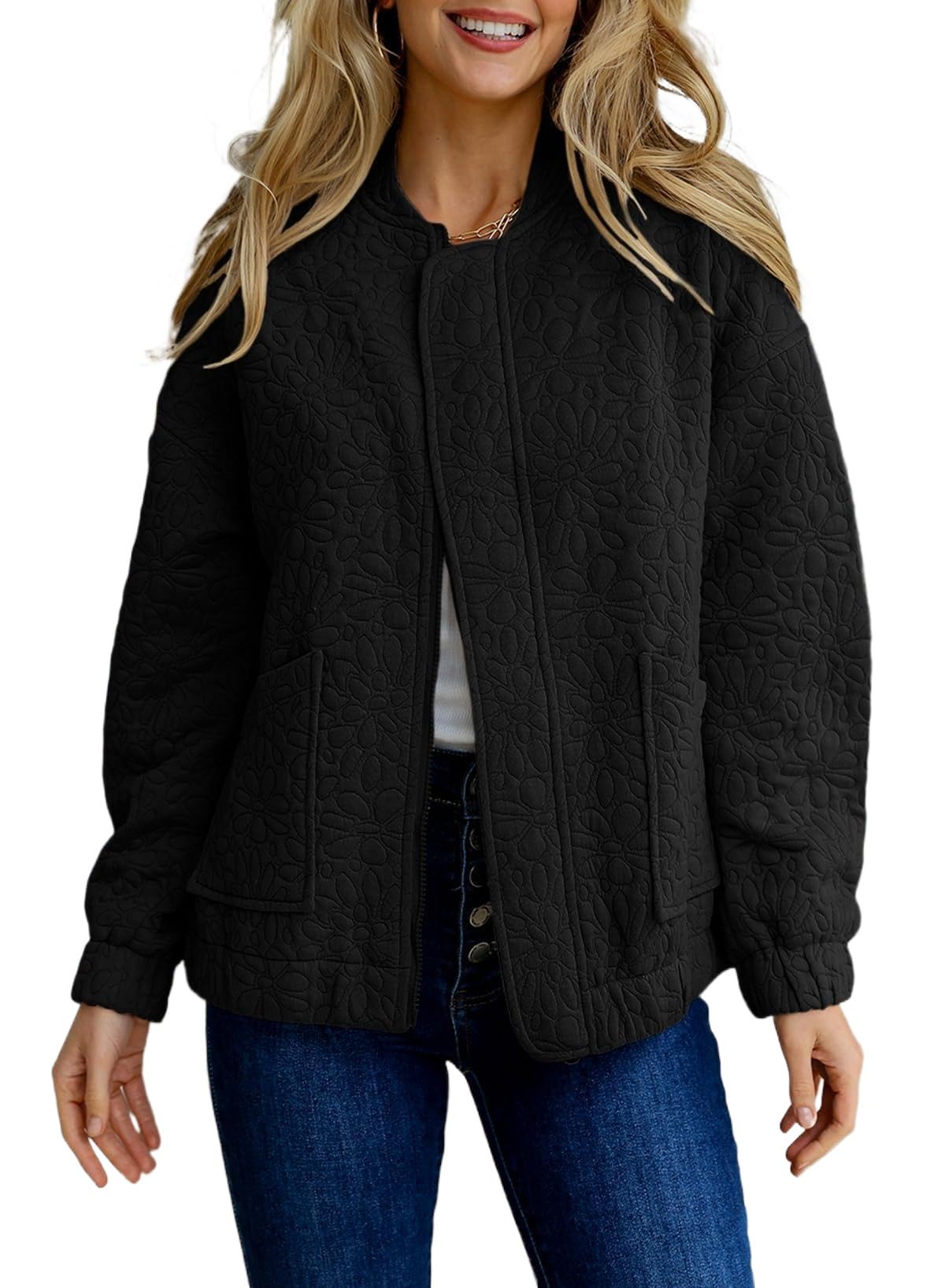 ELFIN Bomberjacke Damen Kurze Blouson Jacke Fliegerjacke Herbst Übergangsjacke Sweatjacke Coat