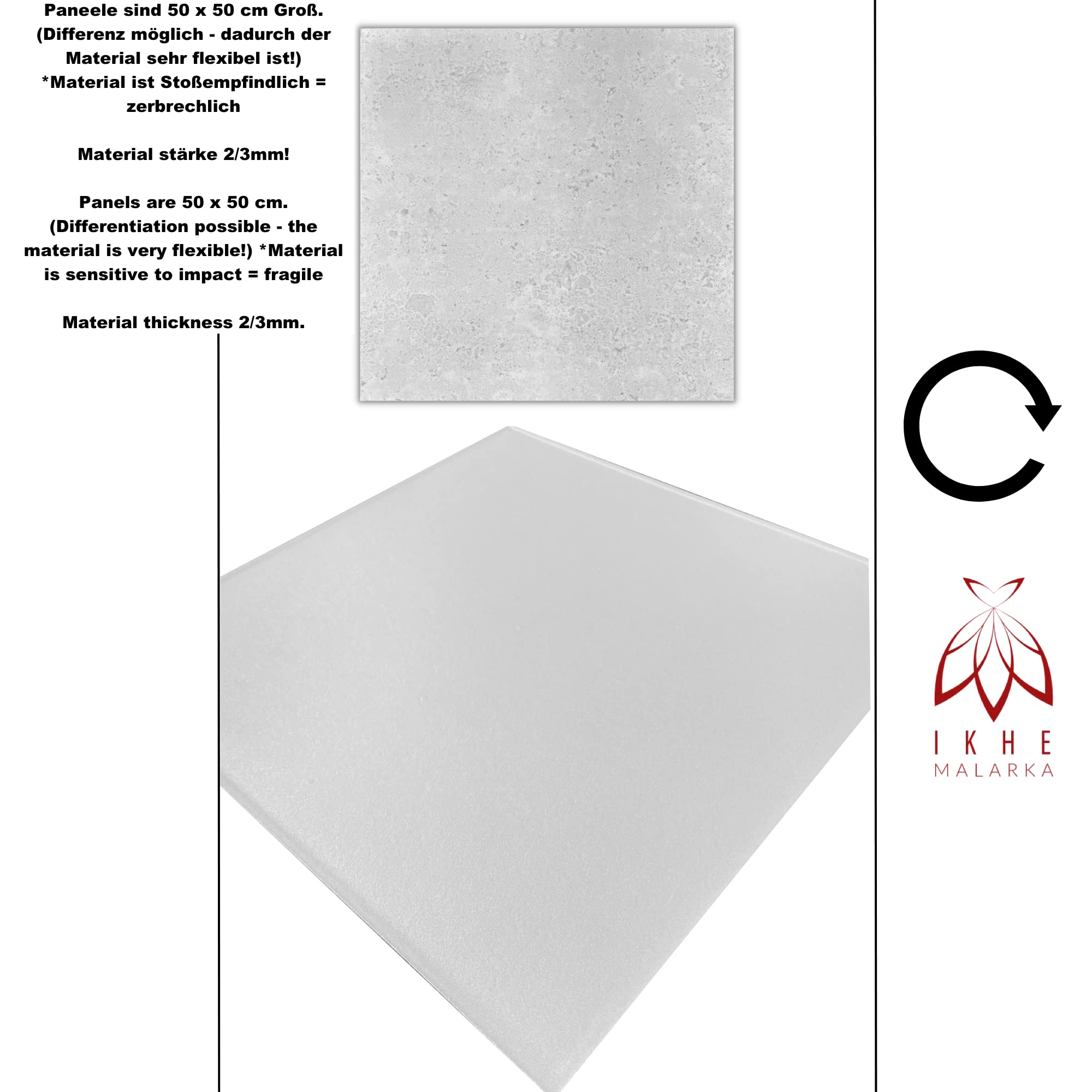Pannelli aspetto cemento in morbido polistirolo XPS, 50x50cm - spessore 3 mm, decori pannelli per soffitto per pareti (10m², 4114)
