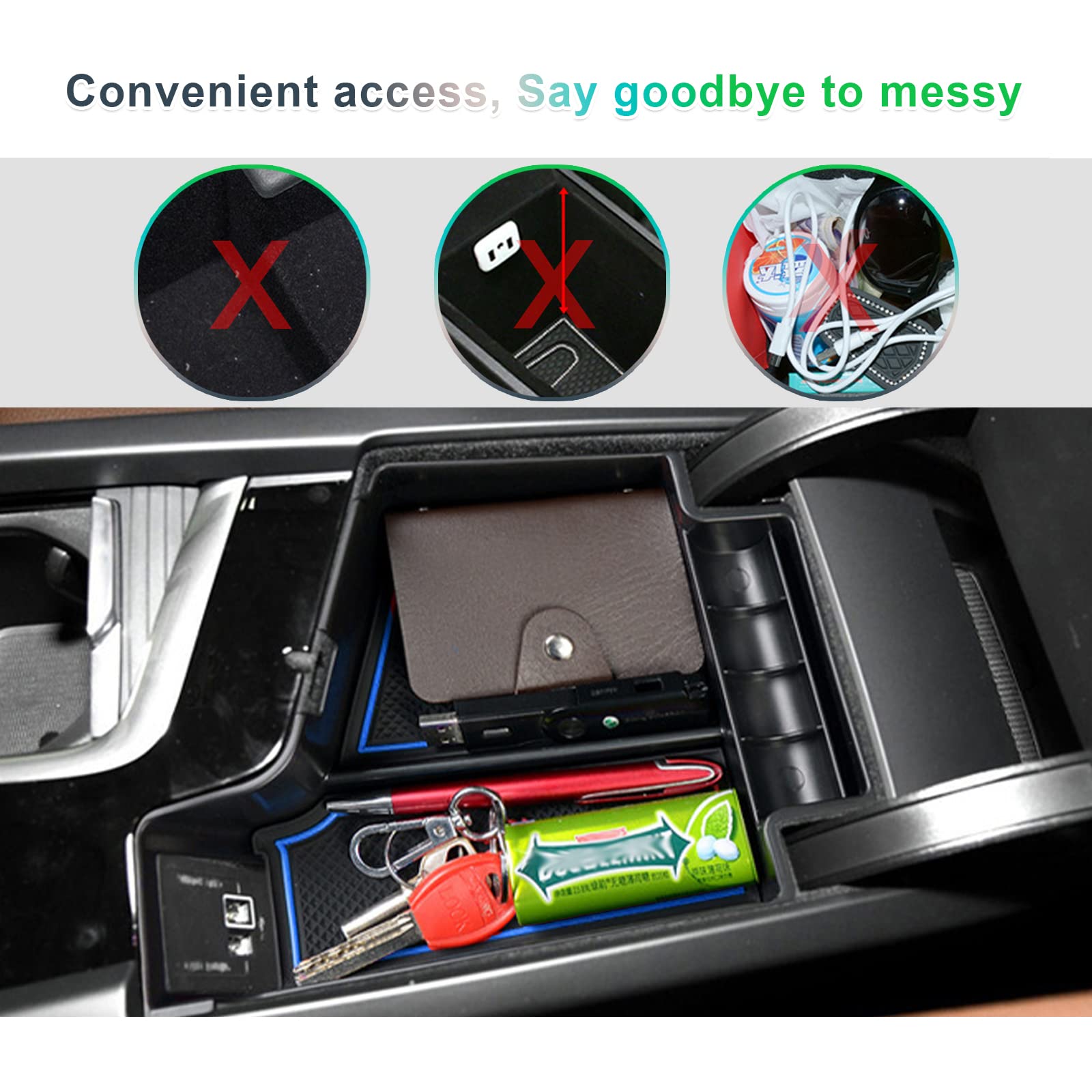 GAFAT Boîte Rangement Accoudoir Volvo XC60 XC90 V60 S60 V90 S90 2017-2025 - Organiseur Console Centrale Noir