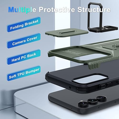 Miniatura 6 de CASEJEEN Funda para Samsung Galaxy S23 FE con 2 protectores de pantalla de vidrio templado y cubierta para lente de cámara, soporte estable con