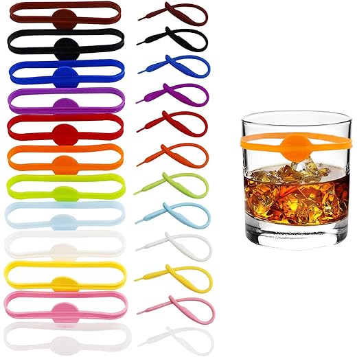 24Pcs Wine Glass Markers Silicone