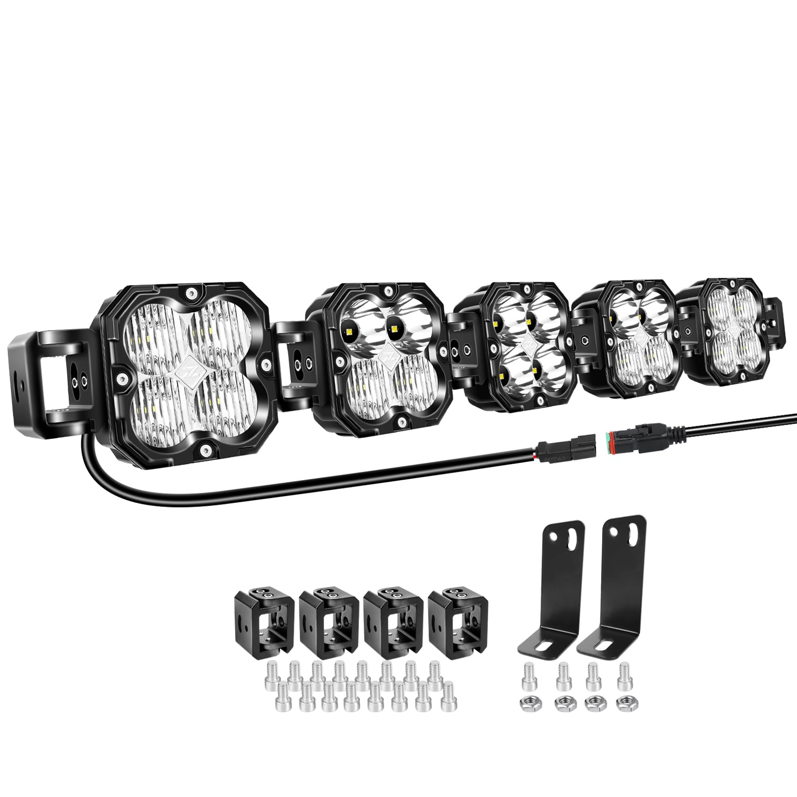 Willpower 33 inch 150W Straight Curved Adjustable & Linkable LED Light Bar with Wiring, Spot Flood Beam Off Road 4X4 Driving Fog Lights for 12V 24V Vehicle 4WD Car ATV UTV SUV Truck Tractor Trailer (used)