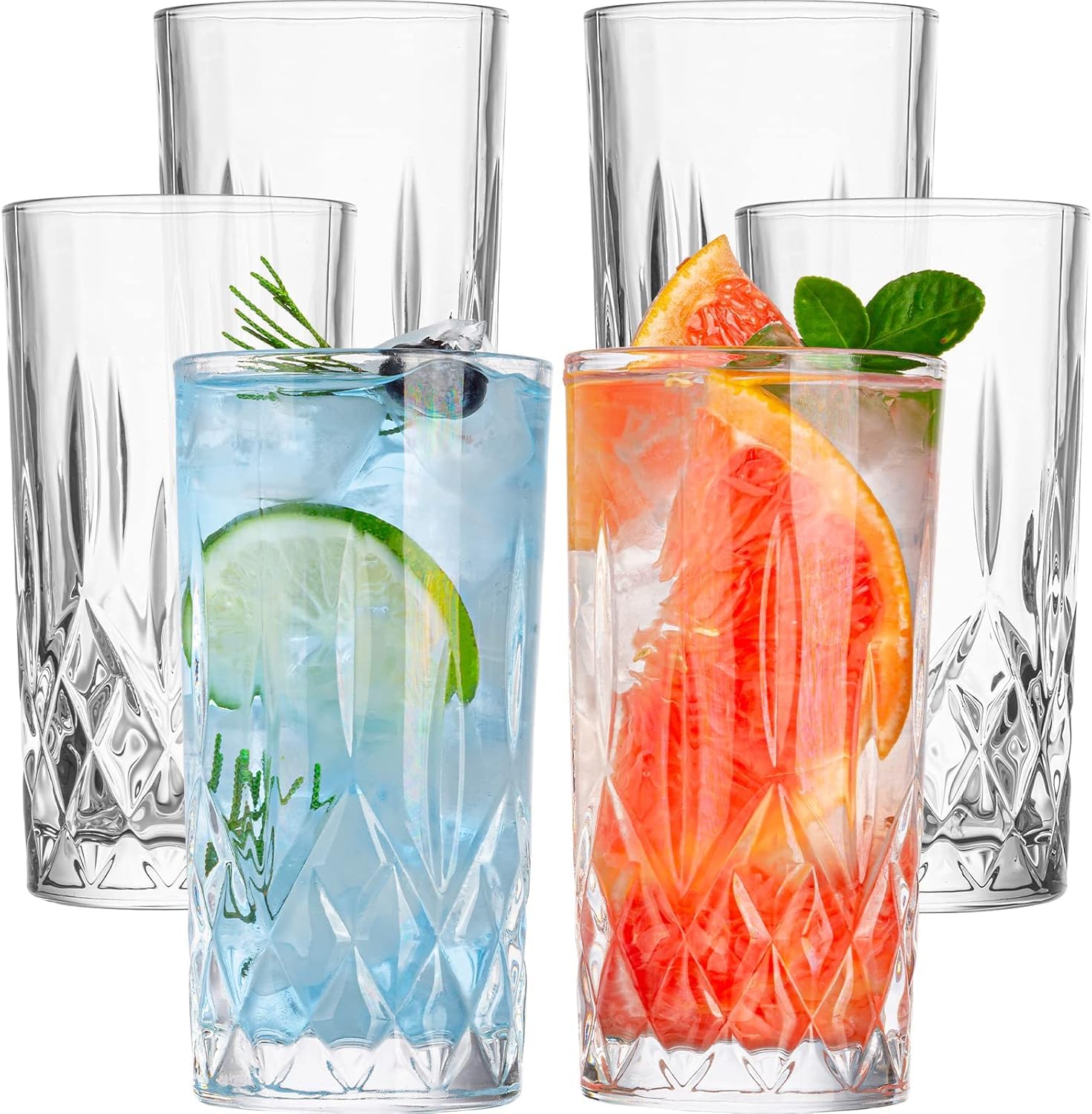 11oz Highball Crystal Glass Set of 6 Durable Drinking Glasses for Cocktails Juice and Beer Set of 6