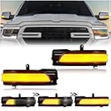 Smoke Dynamic Sequential LED Side Marker Rear Mirror Lights Compatible with Dodge Ram 1500 Truck Big Horn Rebel Laramie Longhorn Limited TRX 2019-2024 Towing Mirror Turn Signal Indicator Lamp